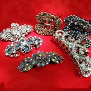 Set of 6 Bejeweled Rhinestone Hair Clips